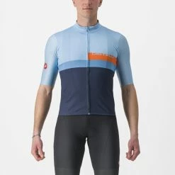 Castelli A BLOCCO Jersey Kurzarmtrikot BABY BLUE/SCARLET LAVA-NIAGARA